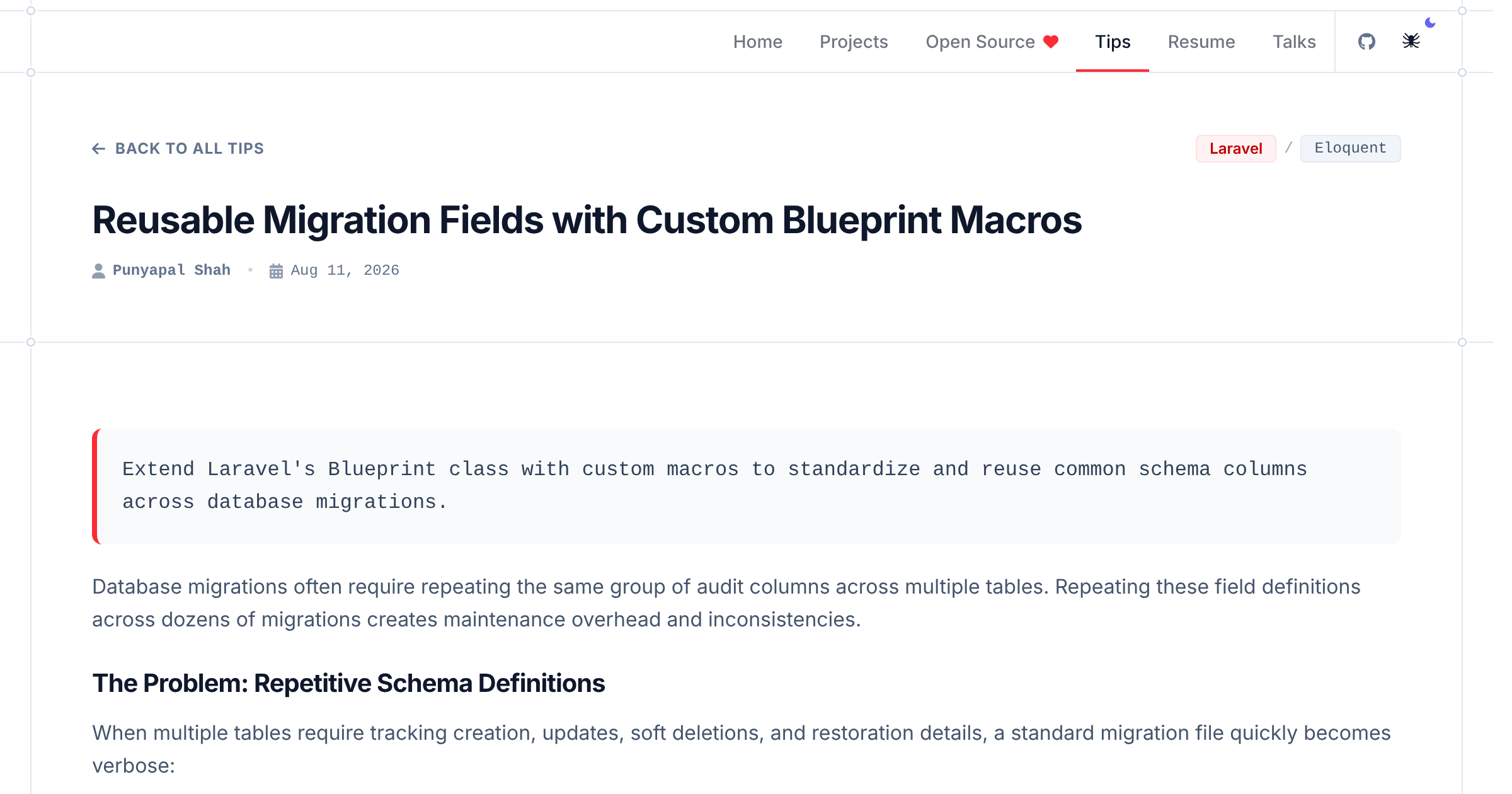Reusable Migration Fields with Custom Blueprint Macros | Punyapal Shah