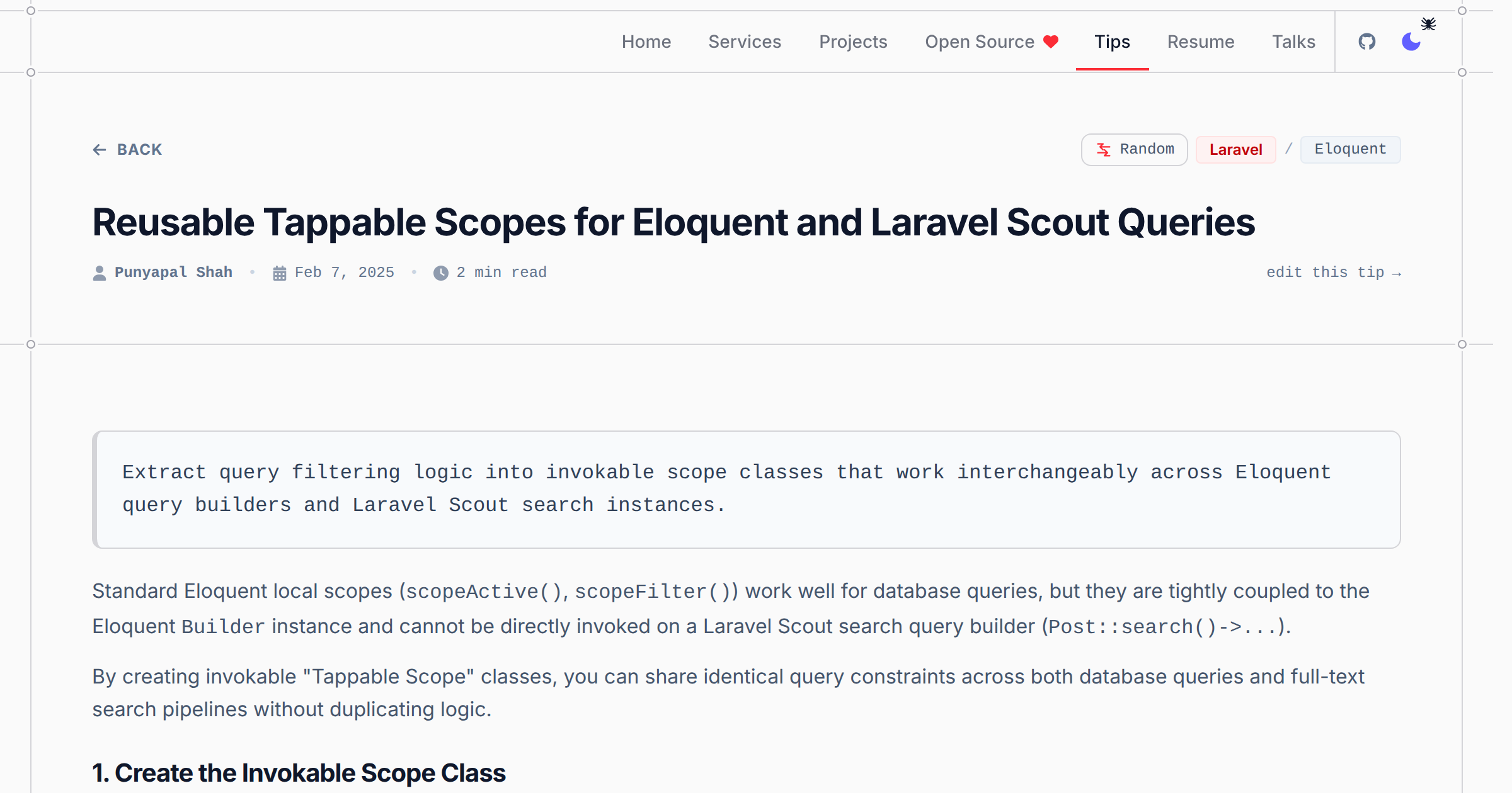 Reusable Tappable Scopes for Eloquent and Laravel Scout Queries - Laravel & PHP Tip | Punyapal Shah