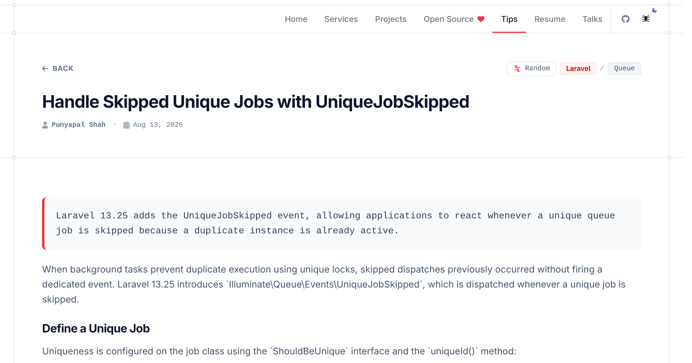 Handle Skipped Unique Jobs with UniqueJobSkipped | Punyapal Shah
